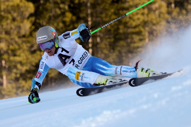 Ted Ligety races the Giant Slalom on the Birds of Prey course.